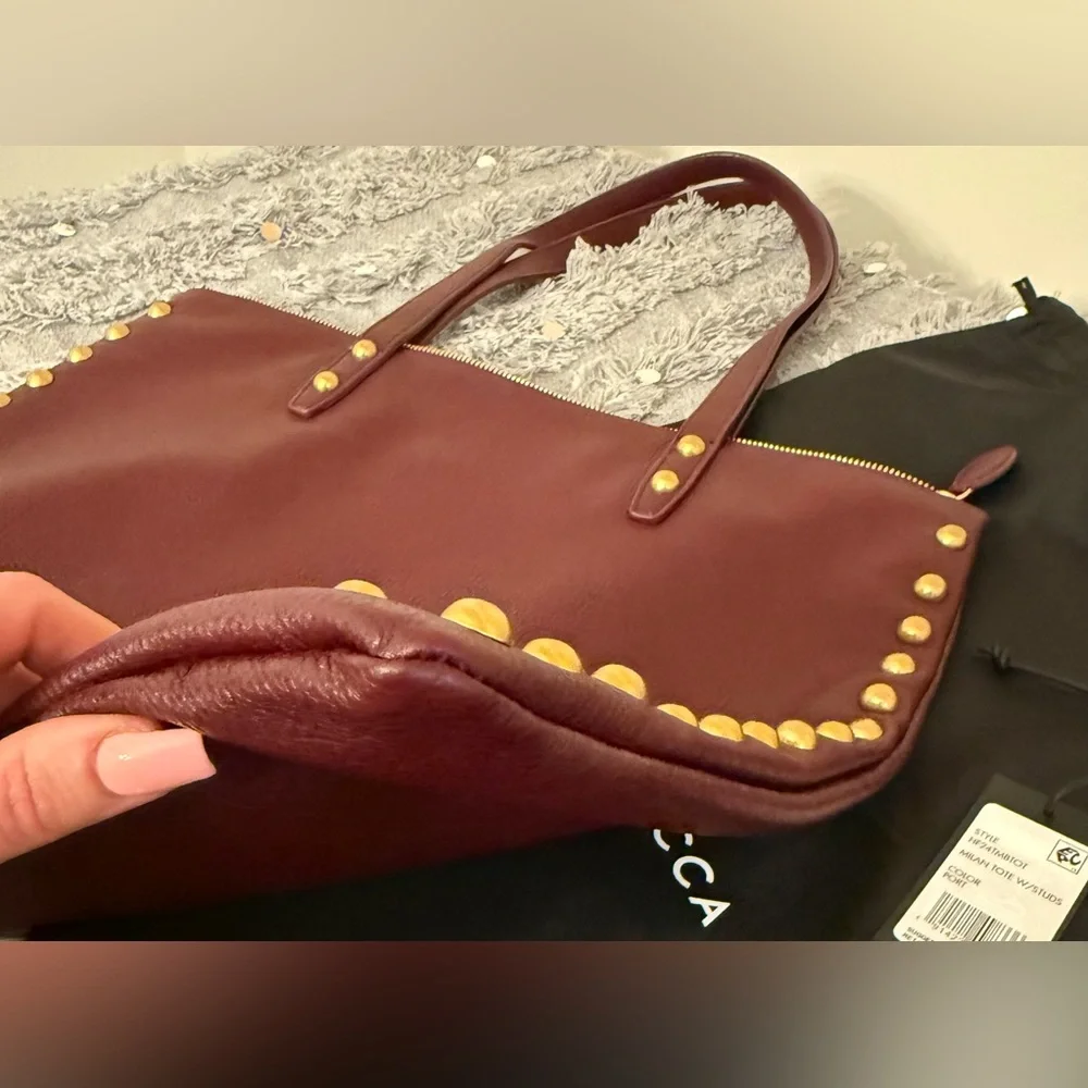 Rebecca Minkoff Milan Tote with Studs in Port - Picture 9 of 12